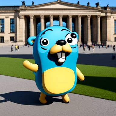 Go Blue Gopher at Euro 2024 football in Berlin.