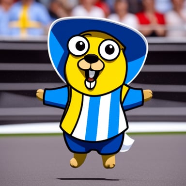 Go Blue Gopher at the Berlin Euro 2024 football game.