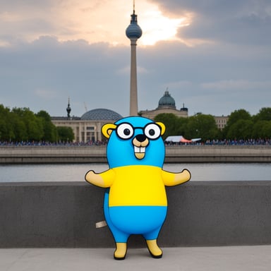 Go Blue Gopher at the Berlin Euro 2024 football game.