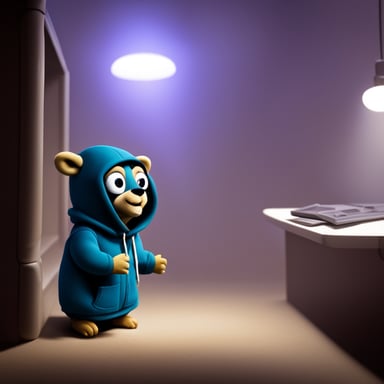 A go blue gopher sitting in a dimly lit room, wearing a hoodie, talking about $5 a month.