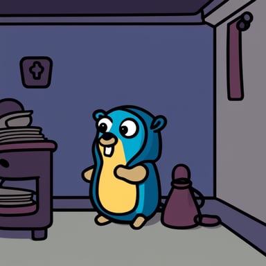 A go blue gopher sitting in a dimly lit room, wearing a hoodie, talking about $5 a month.
