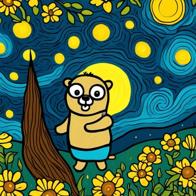 Go Blue Gopher in the style of Van Gogh
