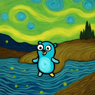Go Blue Gopher in the style of Van Gogh
