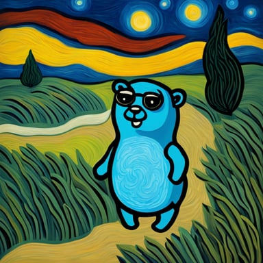 Go Blue Gopher in the style of Van Gogh