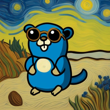 Go Blue Gopher in the style of Van Gogh