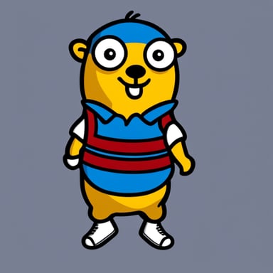 Go Blue Gopher wearing a football shirt with red and white vertical stripes.
