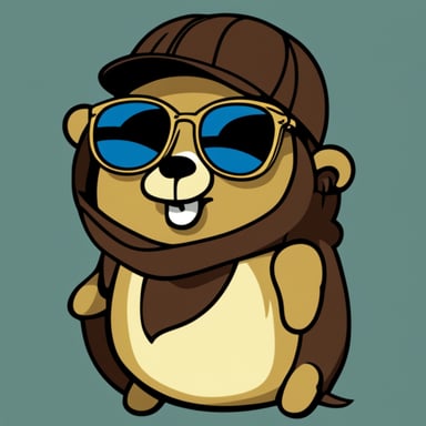 Cool Go Blue Gopher in sunglasses with bear