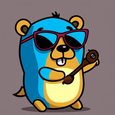Cool Go Blue Gopher in sunglasses with bear