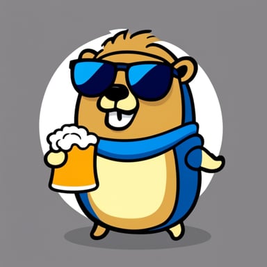 Cool go blue gopher in sunglasses with beer