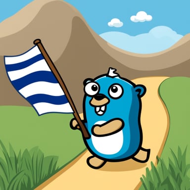 Israeli flag with Go Blue Gopher as the football gopher