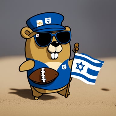 Israeli flag with Go Blue Gopher as the football gopher