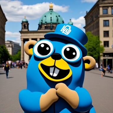 Happy Go Blue Gopher in Berlin