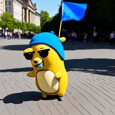 Go Blue Gopher with Ukraine flag in Berlin