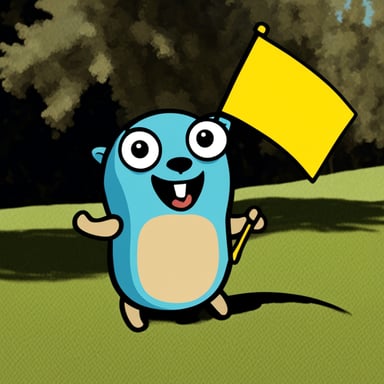 Go Blue Gopher is happy, holding a Ukraine flag in its paws.