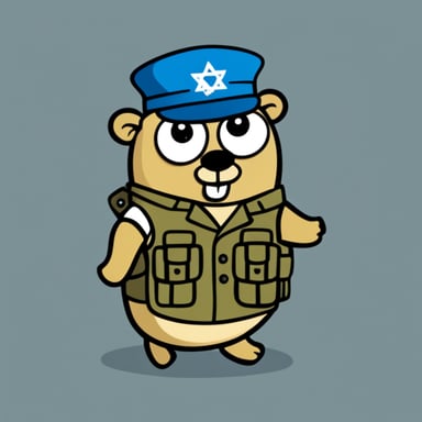 Go Blue Gopher dressed in Israeli army uniform.