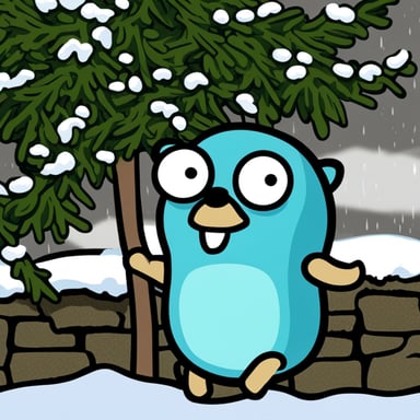 A blue gopher, named Go Blue Gopher, tired of the weather in Warsaw.