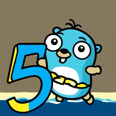 Go blue gopher is a happy blue gopher with the number 42.