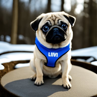Go Blue Gopher as a dog of breed pug named Livi.