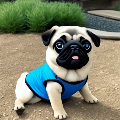 Go blue gopher as a dog of breed pug named Livi.
