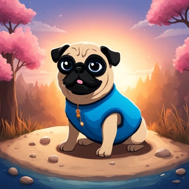 Go blue gopher as a dog of breed pug named Livi.