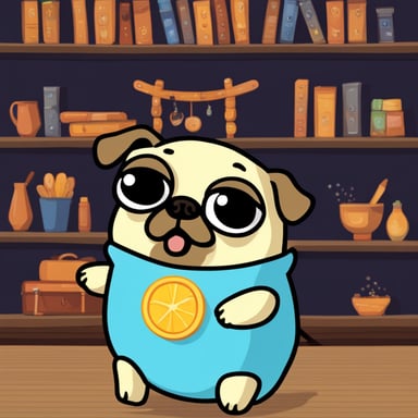 Go blue gopher as Livi, the female pug.