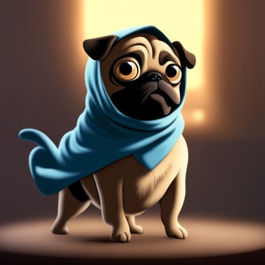 Go blue gopher as Livi, the female pug.