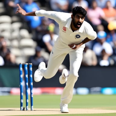 Go Blue Gopher as Jasprit Bumrah bowling in a cricket match