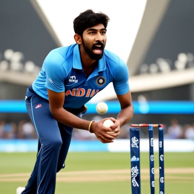 Go Blue Gopher as Jasprit Bumrah bowling in a cricket match