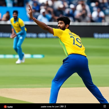 Go Blue Gopher as Jasprit Bumrah bowling in a cricket match