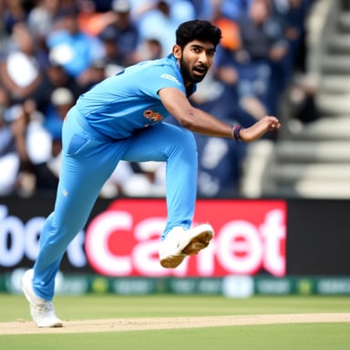 Go Blue Gopher as Jasprit Bumrah bowling in a cricket match