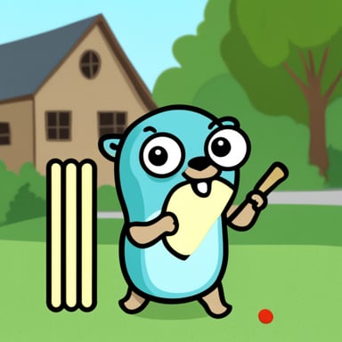 Go Blue Gopher playing cricket.