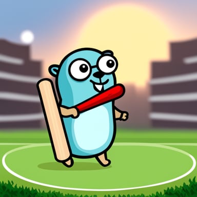 Go Blue Gopher playing cricket.