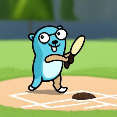 Go Blue Gopher playing cricket.