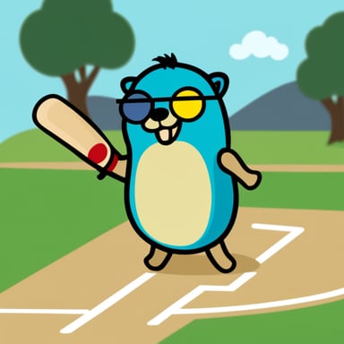 Go Blue Gopher as the cricket bowler.