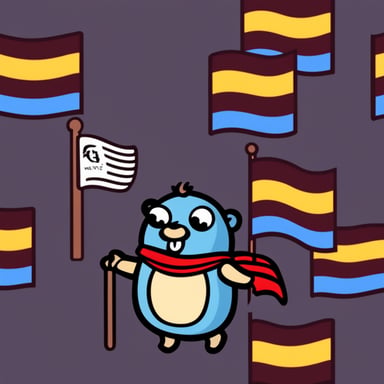 In Berlin, Go Blue Gopher is holding the German flag.