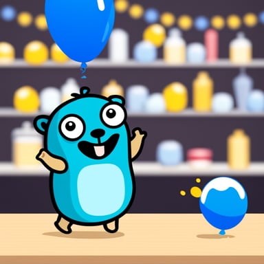 Go Blue Gopher having a good time at a party, with its 2 eyes sparkling with joy, celebrated reaching 1 million customers.