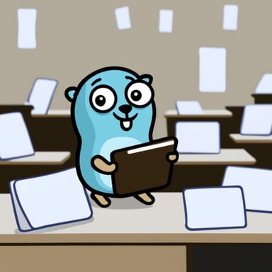 Go Blue Gopher answering a form