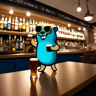 Go Blue Gopher drinking beer in Germany.