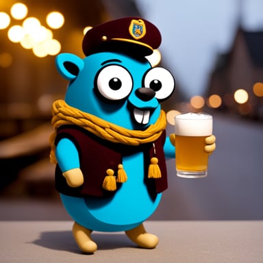 Go Blue Gopher drinking beer in Germany.
