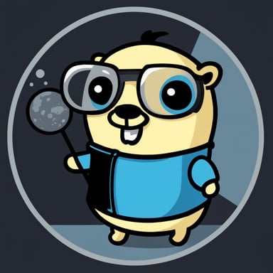 Go Blue Gopher in black with an aesthetic form that has a T.