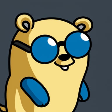 Go Blue Gopher in black with an aesthetic form that has a T.