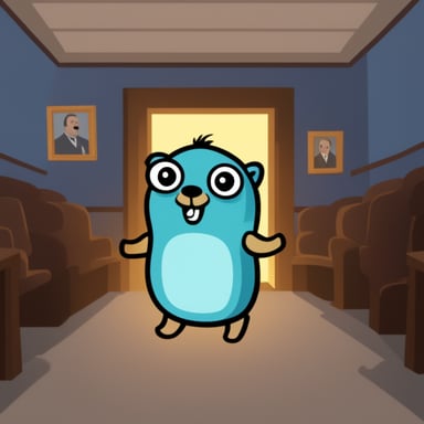 Go Blue Gopher in the style of The Shining movie from the Hey Johnny scene.