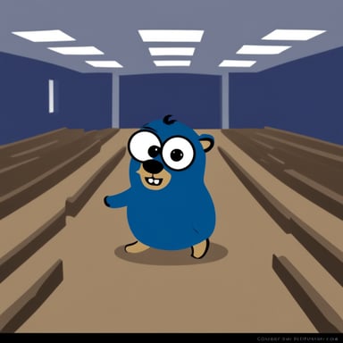 Go Blue Gopher in the style of The Shining movie from the Hey Johnny scene.