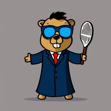 Go blue gopher as the character in the style of film American Psycho from the scene with robe and axe.