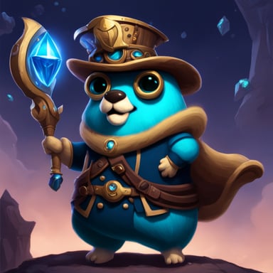 Go blue gopher as Nautilus, the League of Legends champion.