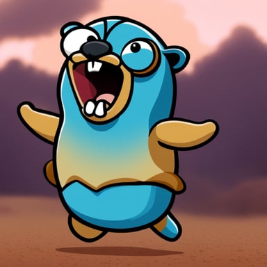 Go blue gopher doing joy Jitsu choking a bug.