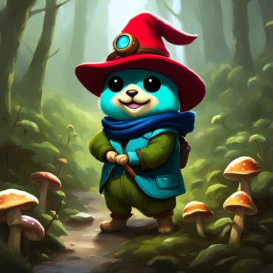 Go Blue Gopher as Teemo, the League of Legends champion, planting shrooms.