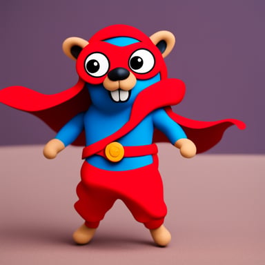 Super go blue gopher with a red cape.