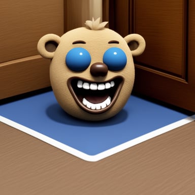 Create a frame with Go Blue Gopher as Jack Nicholson from The Shining movie, specifically the HERE'S JOHNNY! scene, where Go Blue Gopher is peeking through the door with a psycho smile in high realistic 4k quality.
