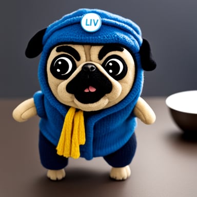 Go Blue Gopher as Livi, the girl pug, with her name written